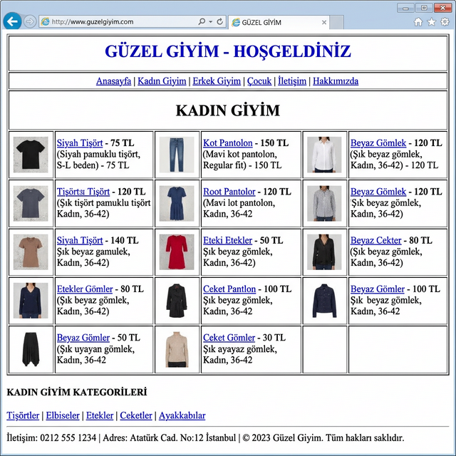 Kötü website örneği